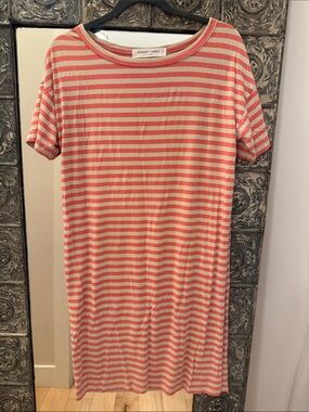 Sonnet James Coral and Cream Striped Women's Dress